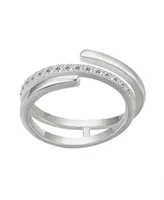Unwritten Fine Silver Plated Cubic Zirconia Wrap Ring