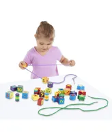 Melissa & Doug Deluxe Wooden Lacing Beads - Educational Activity With 27 Beads and 2 Laces