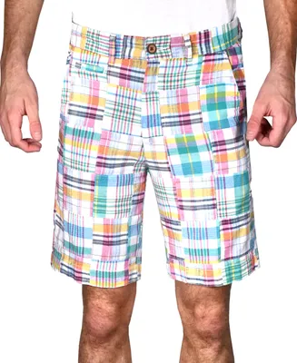 Men's Acid Wash Patch Madras Shorts