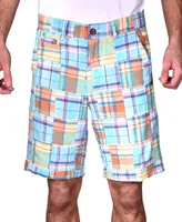 Men's Acid Wash Patch Madras Shorts