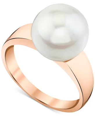 Cultured Freshwater Pearl (11mm) Solitaire Ring in 14k Rose Gold