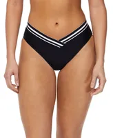 Reebok Women's Striped-Trim V-Waist Bikini Bottoms