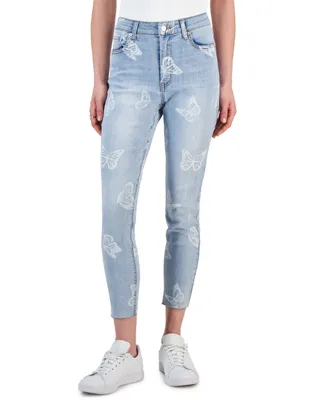 Tinseltown Juniors' Printed Mid-Rise Skinny Ankle Jeans, Created for Macy's