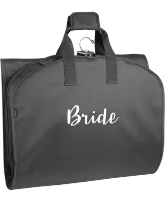 WallyBags 60" Premium Tri-Fold Travel Garment Bag with Pocket and Bride Embroidery - Black