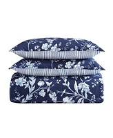 Laura Ashley Branch Toile Cotton Reversible 7 Piece Comforter Set
