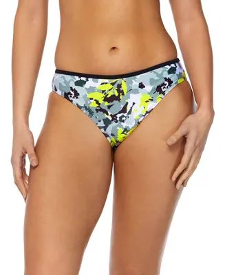 Reebok Women's Printed Contrast-Trim Hipster Bikini Bottoms