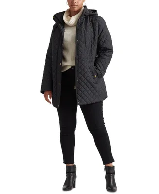 Lauren Ralph Women's Plus Hooded Quilted Coat, Created by Macy's