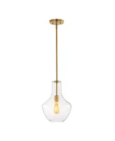 Watts 10.5" 1-Light Mid-Century Modern Iron, Glass Led Pendant