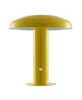 Suillius 11" Contemporary Bohemian Rechargeable, Cordless Iron Integrated Led Mushroom Table Lamp