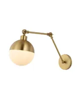 Alba 8" 1-Light Mid-Century Modern Arm-Adjustable Iron, Glass Led Sconce