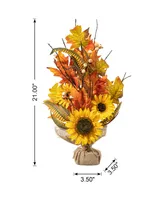 Glitzhome 21" H Fall Sunflower Leaf Table Tree