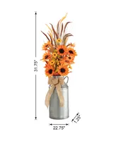 Glitzhome 39.75" H Fall Sunflower Leaf Potted Tree