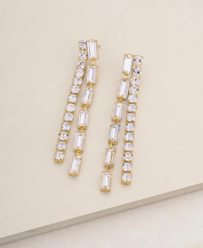 Ettika 18K Gold Plated Baquette Linear Earrings
