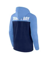 Men's Fanatics Heathered Navy, Light Blue Tampa Bay Rays Blown Away Full-Zip Hoodie