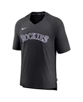 Men's Nike Black Colorado Rockies Authentic Collection Pregame Raglan Performance V-Neck T-shirt