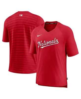 Men's Nike Red Washington Nationals Authentic Collection Pregame Raglan Performance V-Neck T-shirt