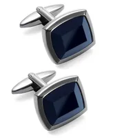 Sutton by Rhona Sutton Men's Stainless Steel and Jet Stone Cuff Links