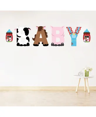 Farm Animals Peel & Stick Barnyard Baby Shower Standard Banner Wall Decals Baby - Assorted Pre