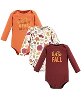 Hudson Baby Baby Girls Cotton Long-Sleeve Bodysuits, Hello Fall, 3-Pack