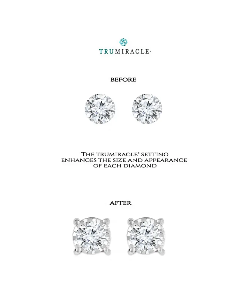 Diamond Center & Side Bezel Stud Earrings (5/8 ct. t.w.) 14k Gold