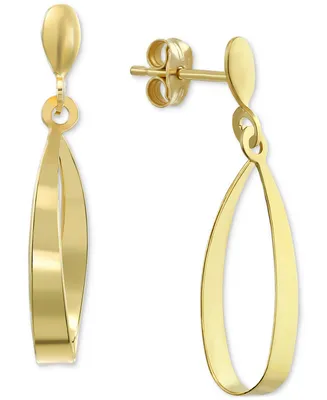 Polished Open Teardrop Drop Earrings in 10k Gold