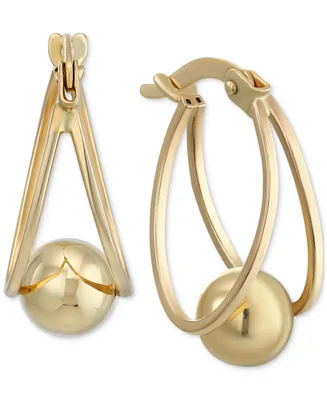 Polished Orb Split Oval Small Hoop Earrings in 10k Gold