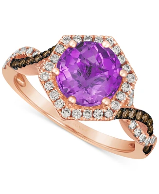 Le Vian Grape Amethyst (1-3/4 ct. t.w.) & Diamond (3/8 Halo Twist Ring 14k Rose Gold (Also Deep Sea Blue Topaz)