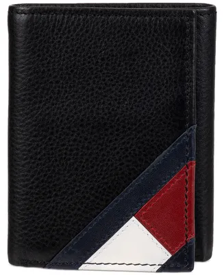 Tommy Hilfiger Men's Orson Ii Angled Flag Trifold Leather Wallet