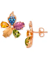 Le Vian Ombre Multi-Gemstone (3-7/8 ct. t.w.) & Vanilla Diamond Accent Flower Stud Earrings in 14k Rose Gold