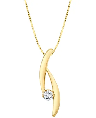 Sirena Diamond Solitaire Curve 18" Pendant Necklace (1/4 ct. t.w.) in 14k Gold