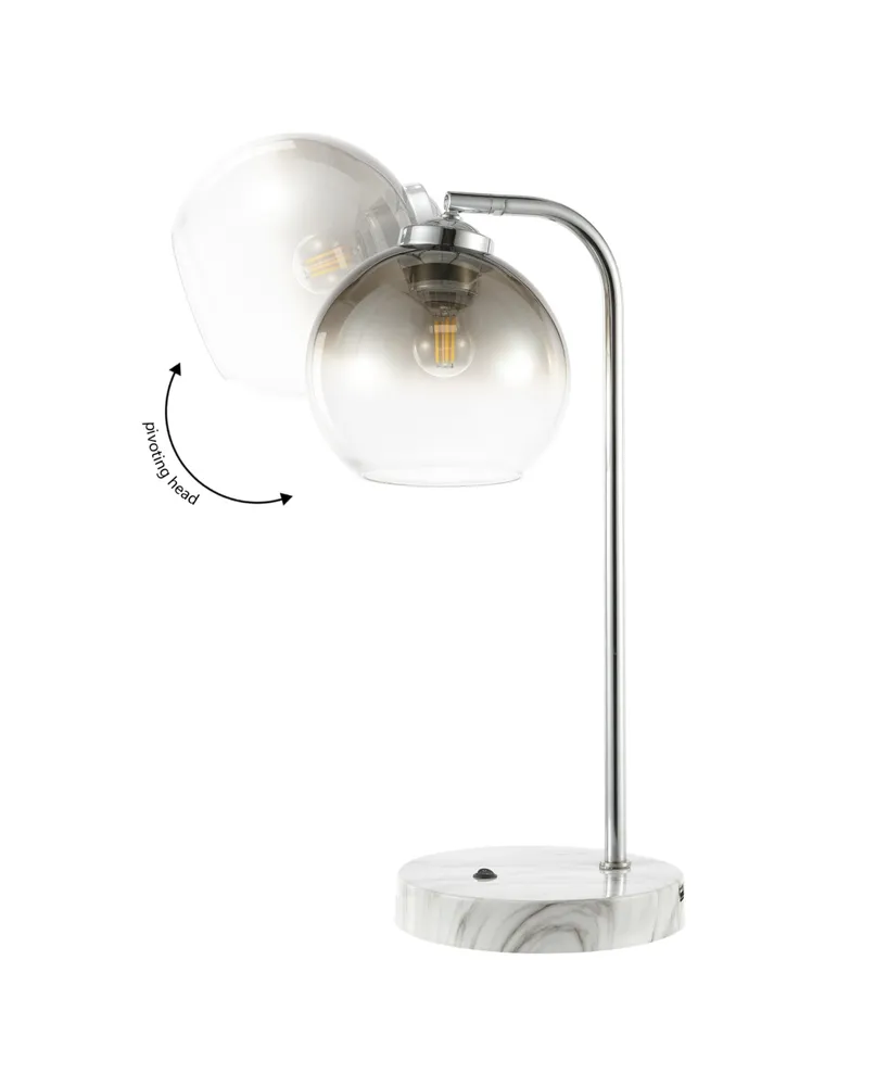 Ada 20" Industrial Contemporary Iron, Glass Led Task Lamp with Usb Charging Port