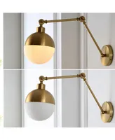 Alba 8" 1-Light Mid-Century Modern Arm-Adjustable Iron, Glass Led Sconce