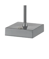 Oscar 12.5" Modern Industrial Rechargeable, Cordless Iron, Acrylic Integrated Led Table Lamp with Ribbed Shade