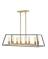 Liane 35" 8-Light Farmhouse Industrial Iron Linear Led Pendant