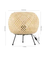 Palma 10.75" Bohemian Rustic Iron, Rattan Led Mini Table Lamp with Smart Bulb