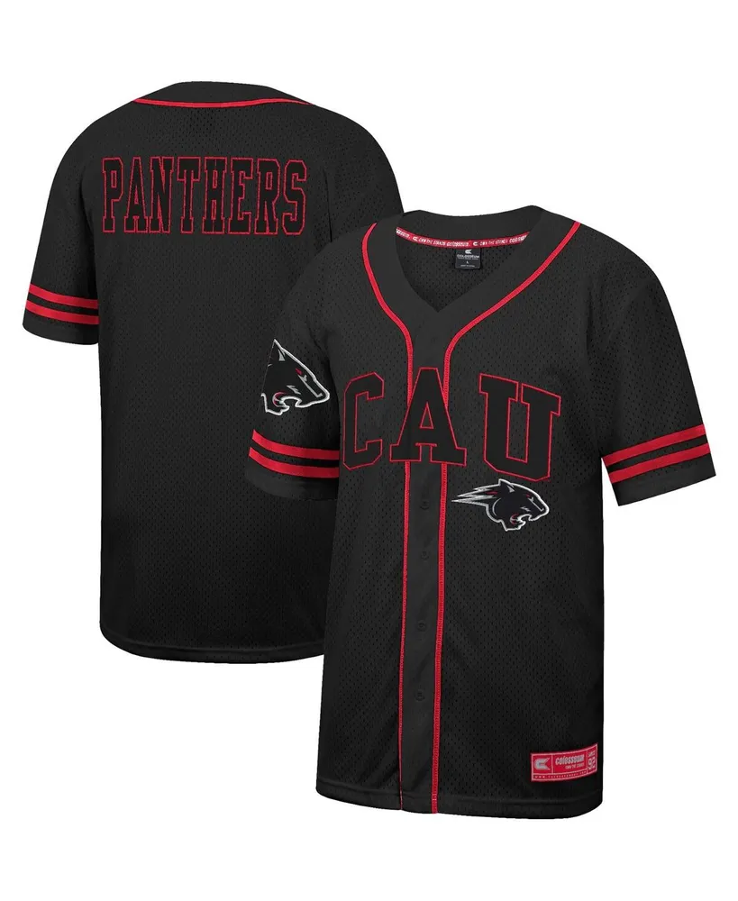 Men's Colosseum Black Clark Atlanta University Panthers Free Spirited Mesh Button-Up Baseball Jersey