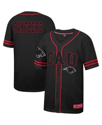 Men's Colosseum Black Clark Atlanta University Panthers Free Spirited Mesh Button-Up Baseball Jersey