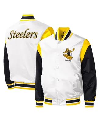 Men's Starter Black Pittsburgh Steelers Varsity Satin Full-Snap Jacket L / Steelers Black