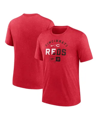 Men's Nike Heather Red Cincinnati Reds Rewind Review Slash Tri-Blend T-shirt