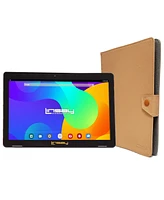 Linsay New 7" Wi-Fi Tablet computer with Brown Pu Leather Case 64GB Newest Android 13