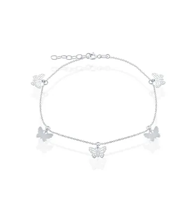 Sterling Silver Butterflies Anklet