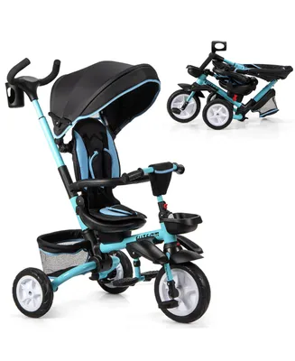 6-In-1 Kids Baby Stroller Tricycle Detachable Learning Toy Bike w/ Canopy