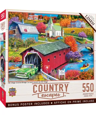 Masterpieces Country Escapes - Hill Village Covered Bridge 500 Piece Puzzle