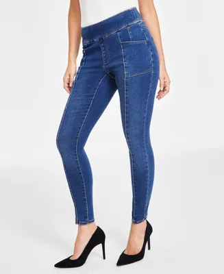 I.n.c. International Concepts Women's Mid-Rise Pull-On Seamed Skinny Jeans, Created for Macy's