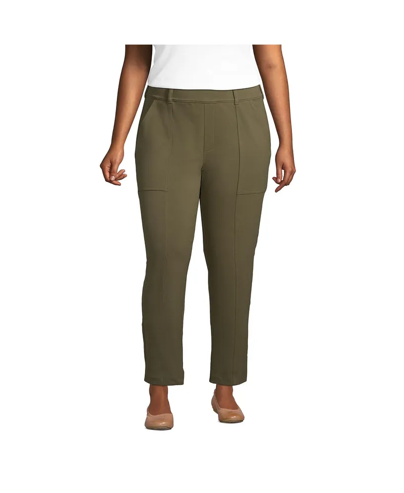 Lands' End Women's Plus Starfish Mid Rise Elastic Waist Pull On Utility  Ankle Pants