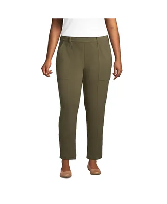 Lands' End Plus Starfish Mid Rise Elastic Waist Pull On Utility Ankle Pants