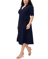 Msk Plus Collared Wrap Dress