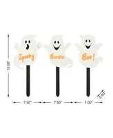 Glitzhome 15" H Halloween Wooden Ghost Yard Stake, Set of 3