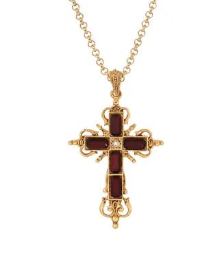 2028 Glass Rectangle Cross Necklace