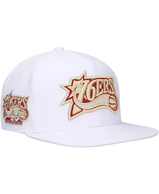 Men's Mitchell & Ness White Philadelphia 76ers Hardwood Classics Soul Snapback Hat